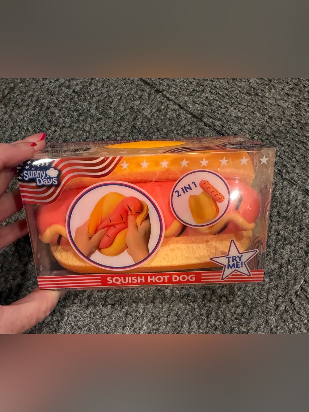 Sunny Days Squish Hot Dog 2-in-1 Squeezable Toy - New